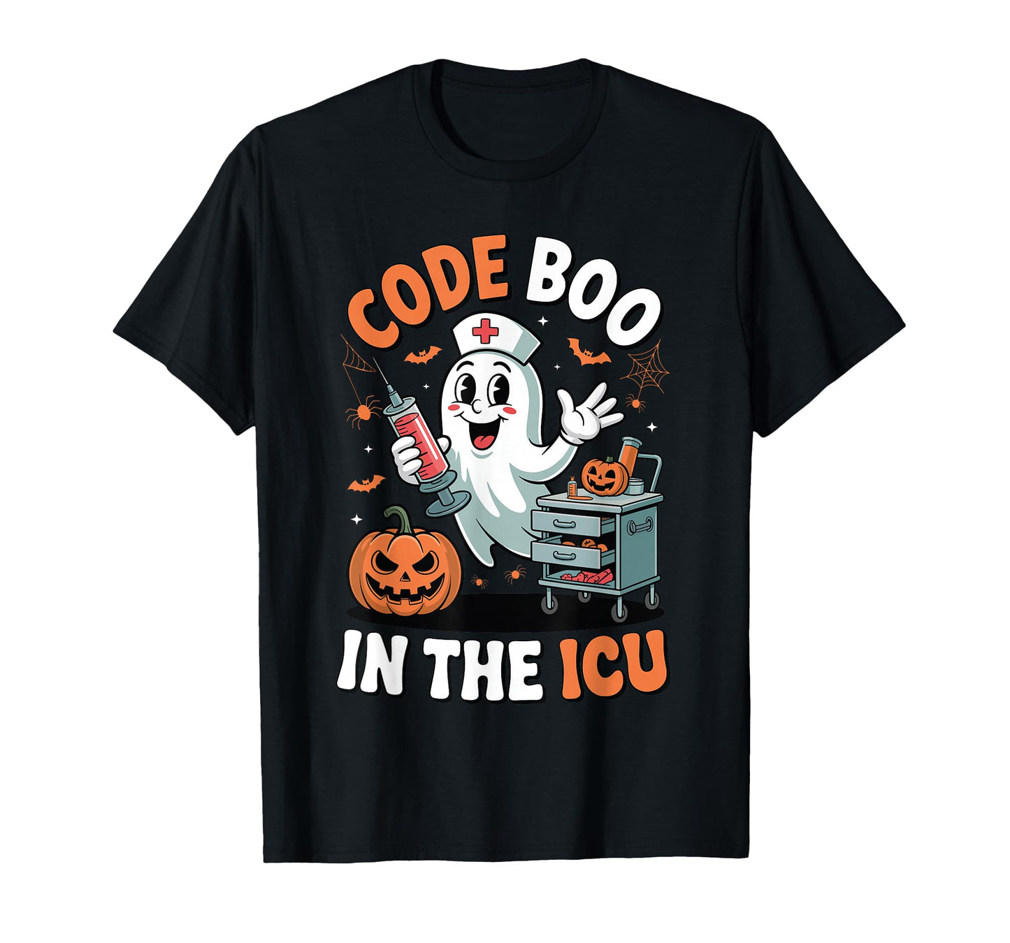 Code Boo in The ICU Funny Medical Halloween ICU Nurse T-Shirt
