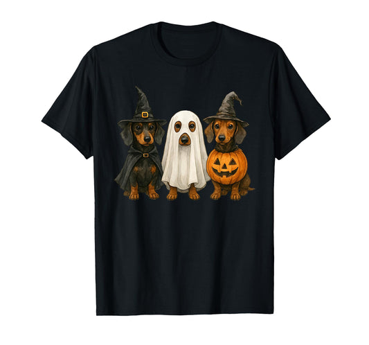 Dachshund Halloween Wiener Dog Pumpkin Weenie Witch Ghost T-Shirt