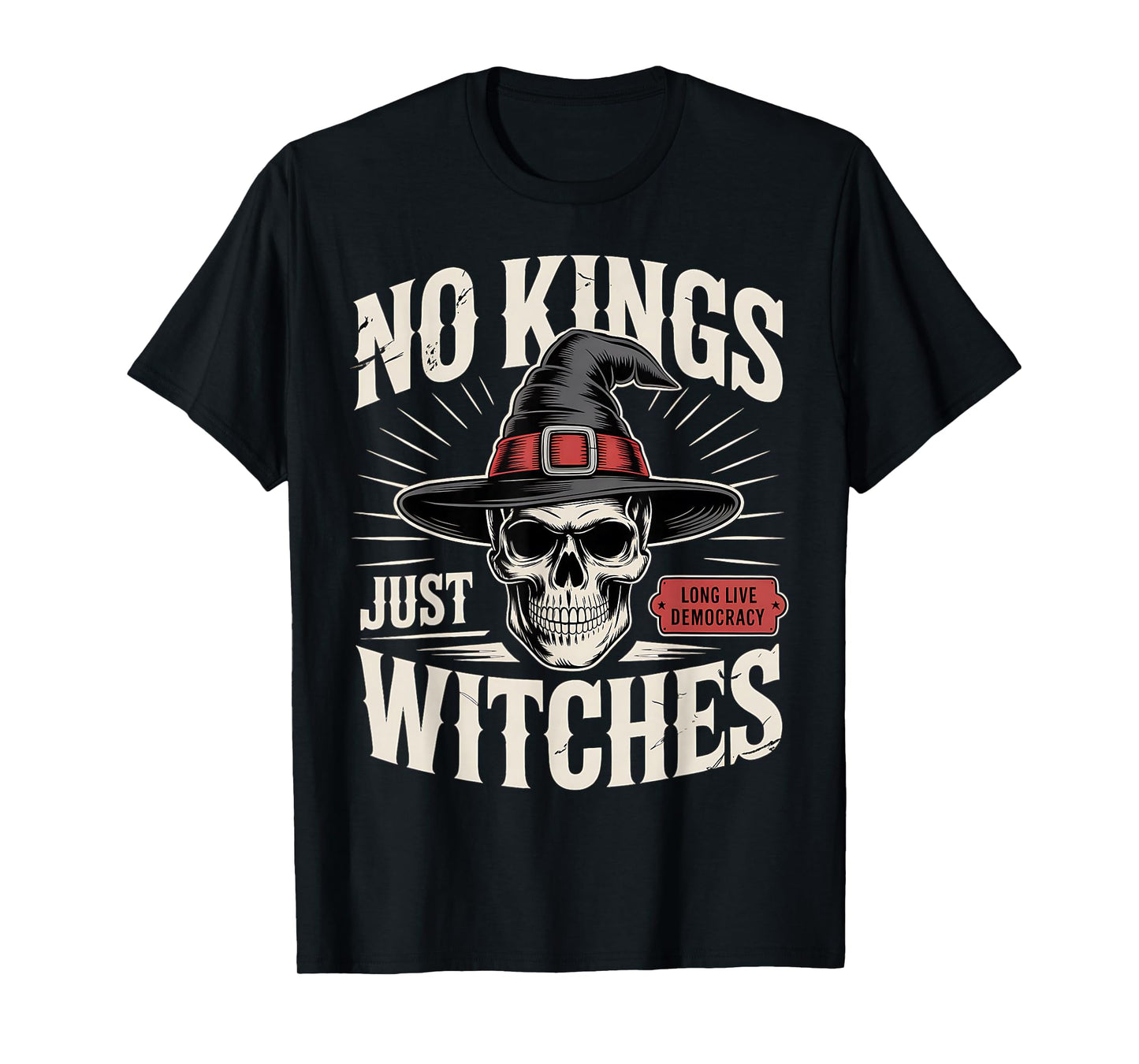 No Kings Just Witches Funny Witchcore Art Halloween Skull T-Shirt