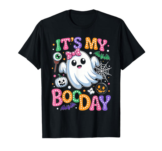 Groovy Its My Boo Day Cute Halloween Birthday Ghost Pink Bow T-Shirt