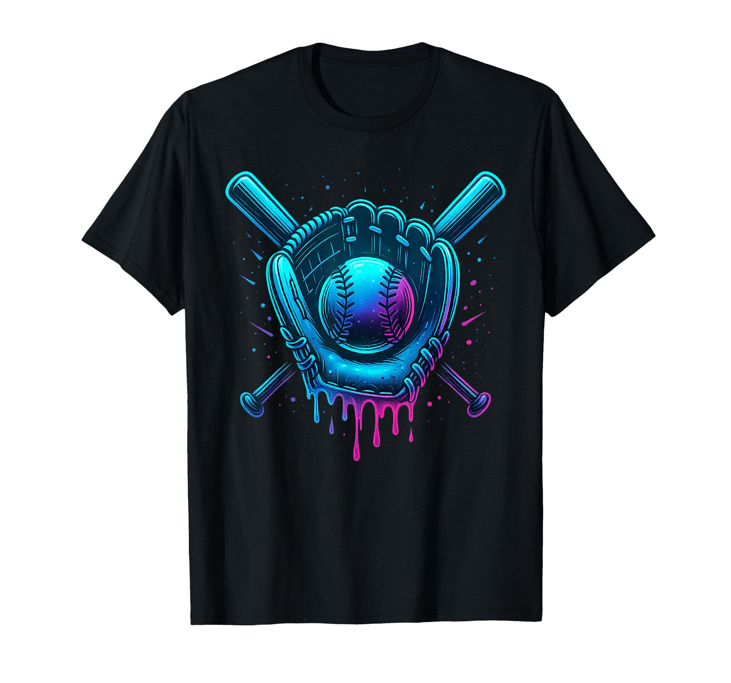 Futuristic Baseball Drip Patriotic Ball and Bat Youth Boys T-Shirt