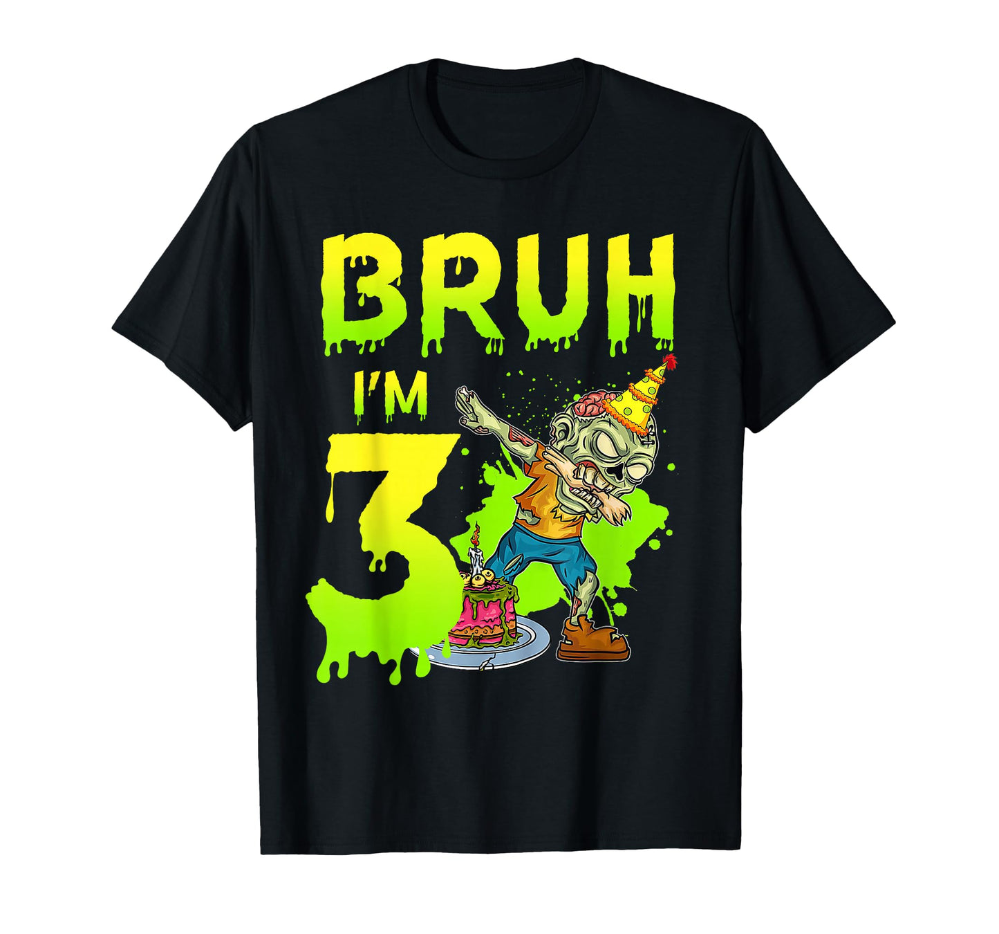 Bruh I'm 3rd Birthday Zombie Lover 3 Years Old Boys T-Shirt