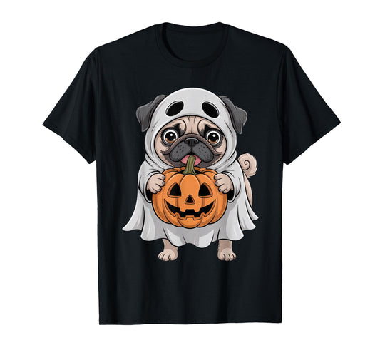 Cute Pug Ghost Pumpkin Dog Lover Halloween Costume T-Shirt