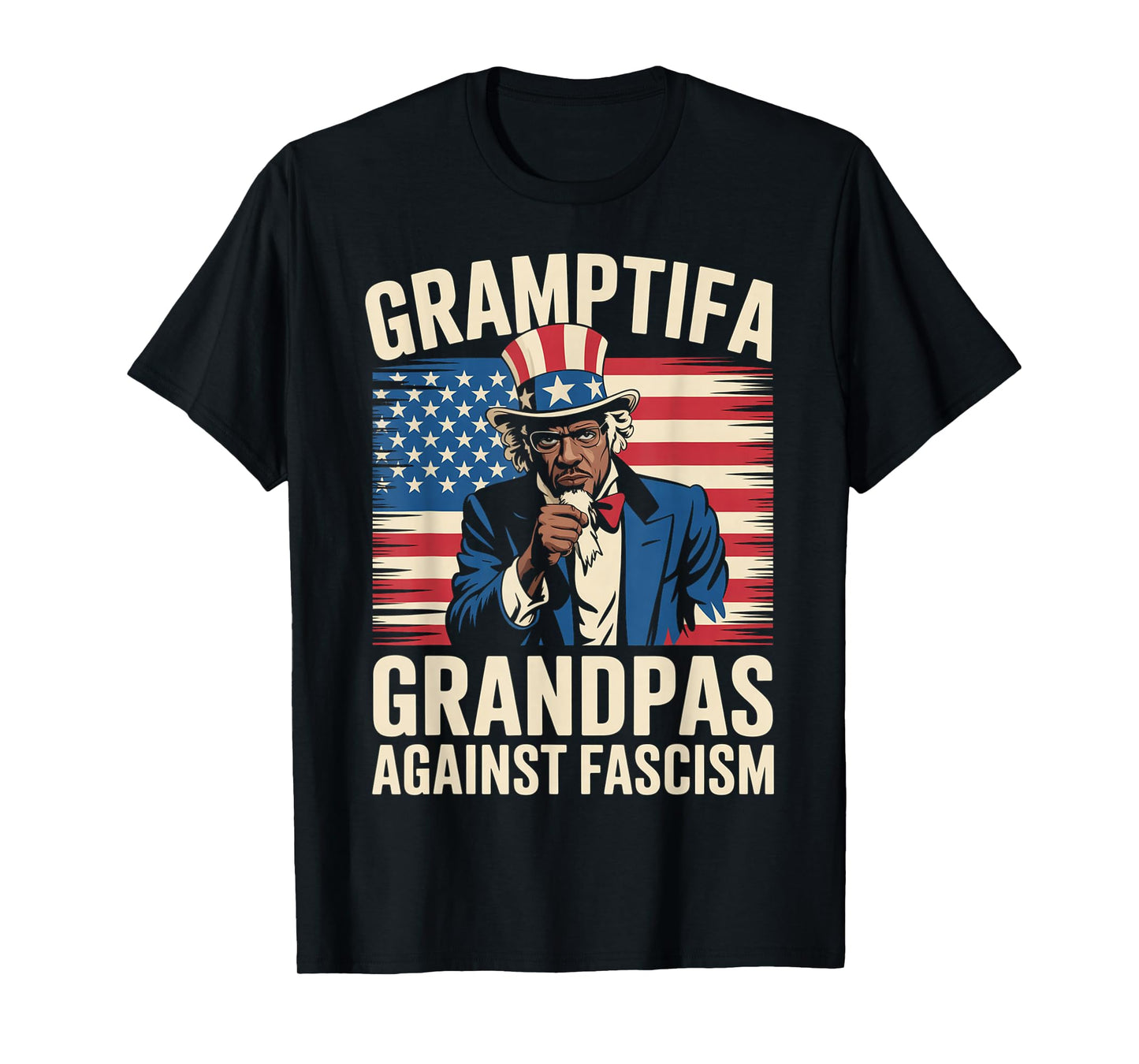 Gramptifa Black Grandpa Against Fascism Flag Resist No Kings T-Shirt