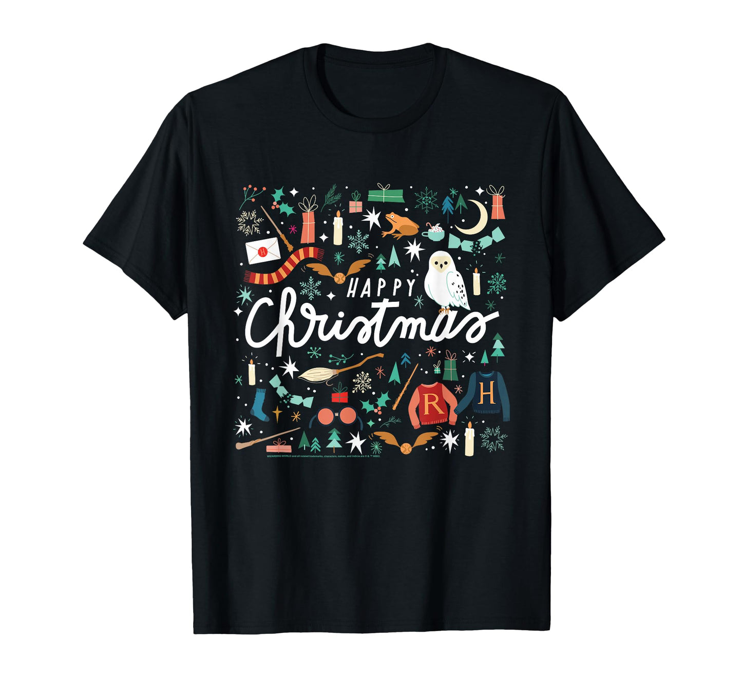 Harry Potter Happy Christmas, Hedwig, Golden Snitch T-Shirt