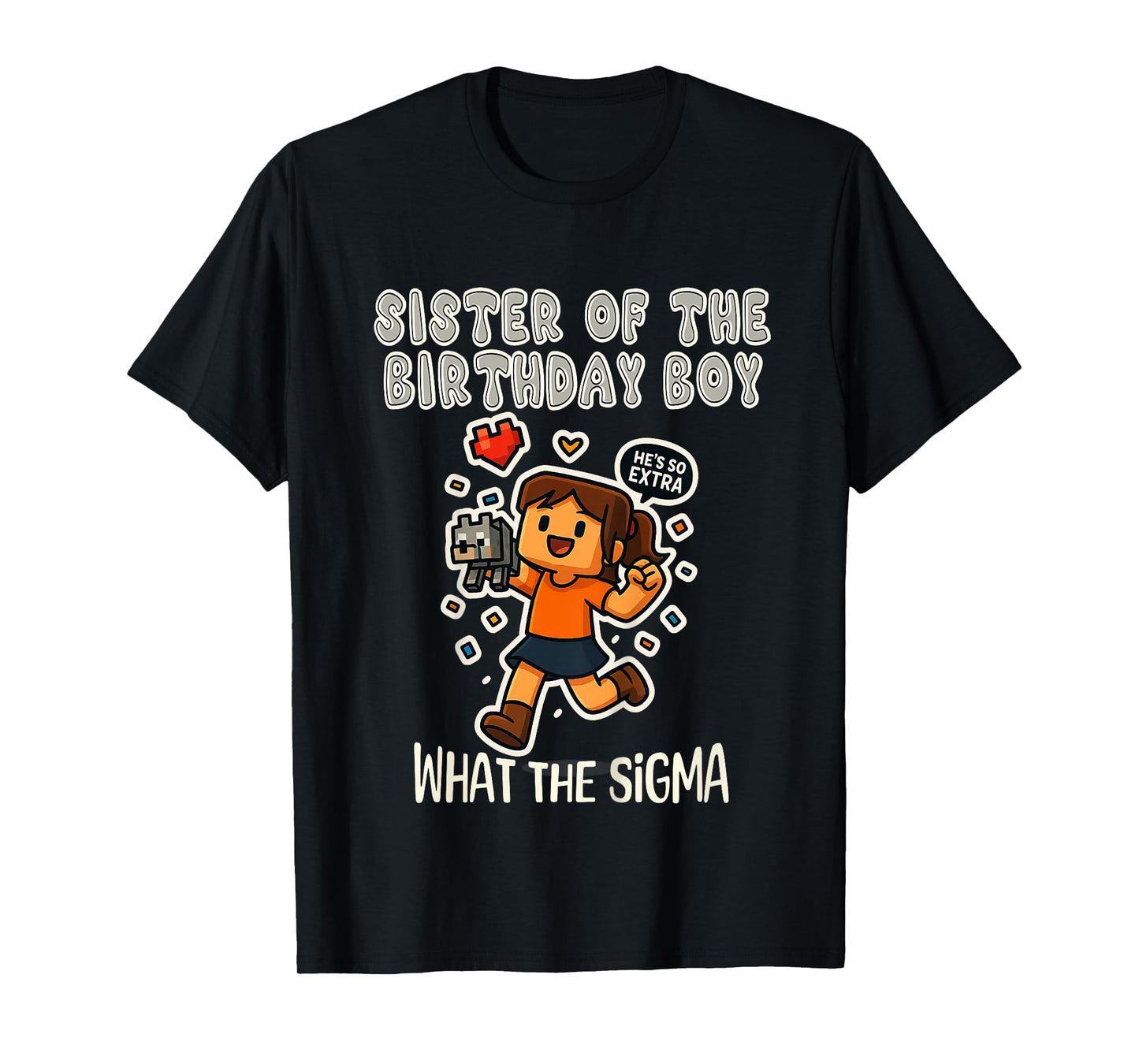 Kids Sister of the Birthday Boy – Pixel Mining Gamer Birthday T-Shirt