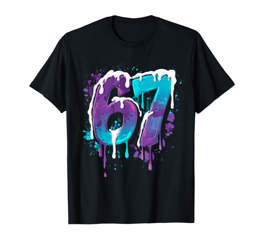 67 Ice Cream Drip Meme Funny Six Seven Gen Alpha Slang T-Shirt