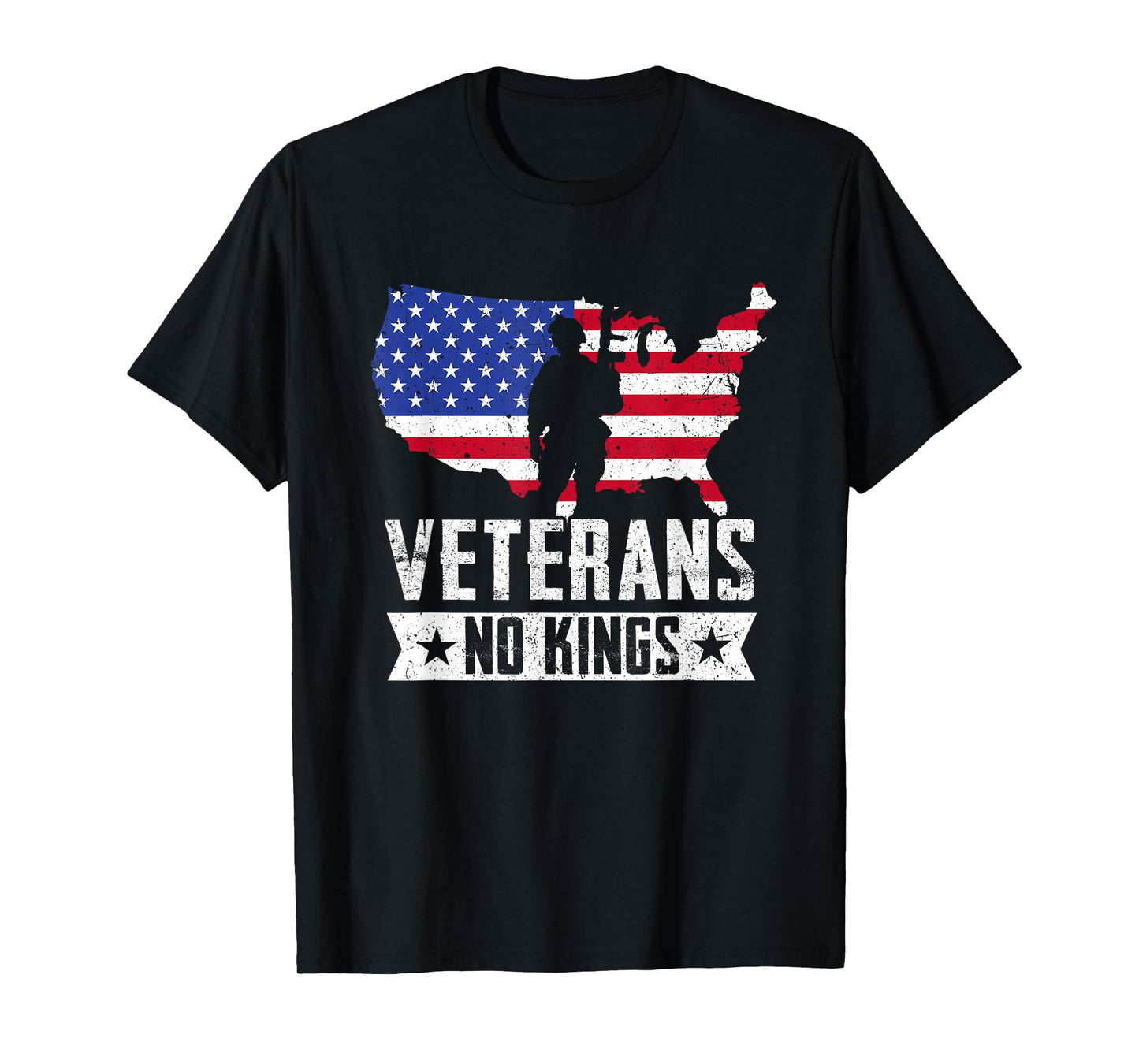 Veterans No Kings Vintage Military America Flag Veterans Day T-Shirt
