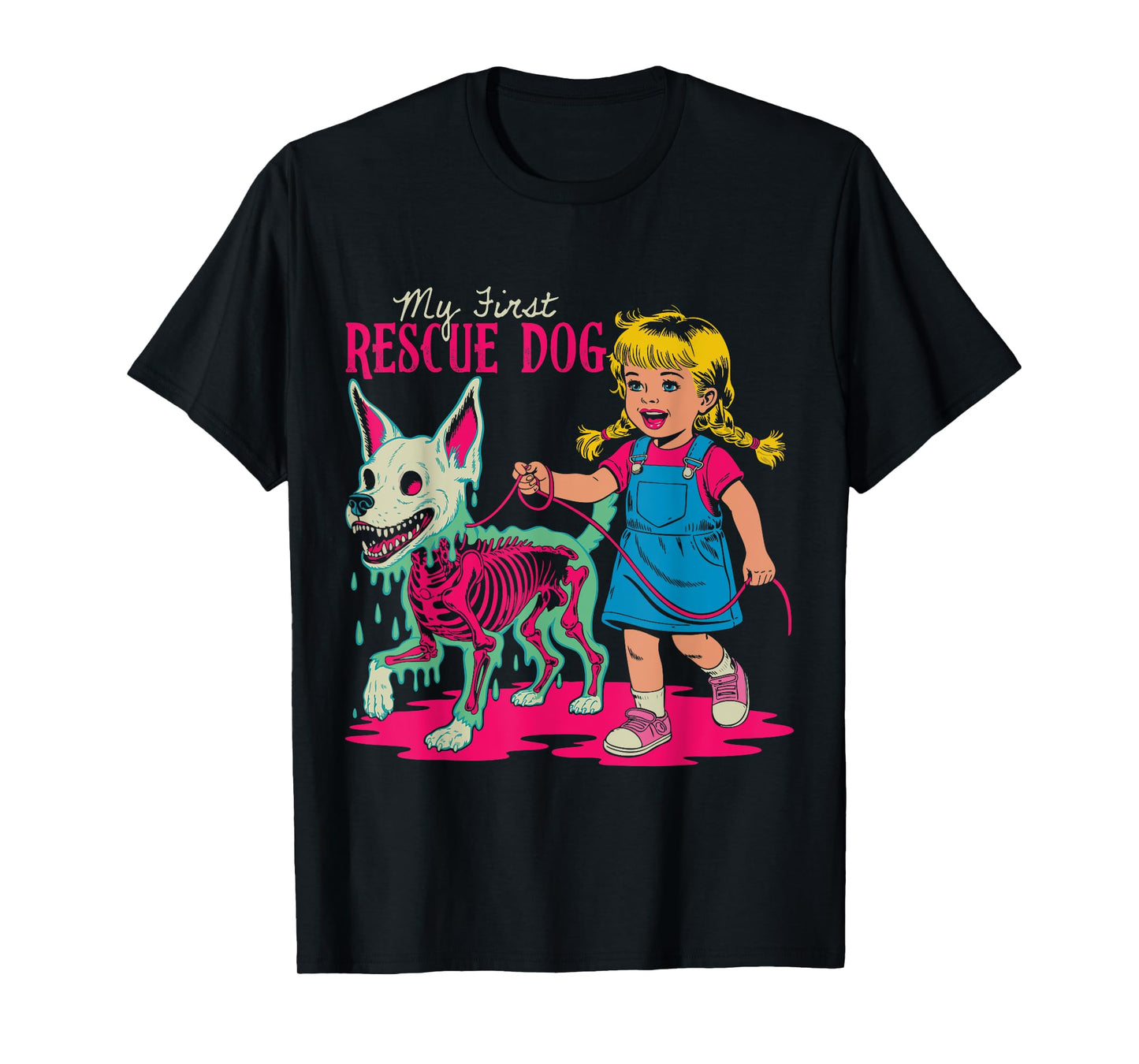 My First Rescue Dog Halloween Creepy Zombie Skeleton T-Shirt