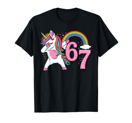 67 Dabbing Unicorn for Girls Six Seven Meme Kids Womens T-Shirt