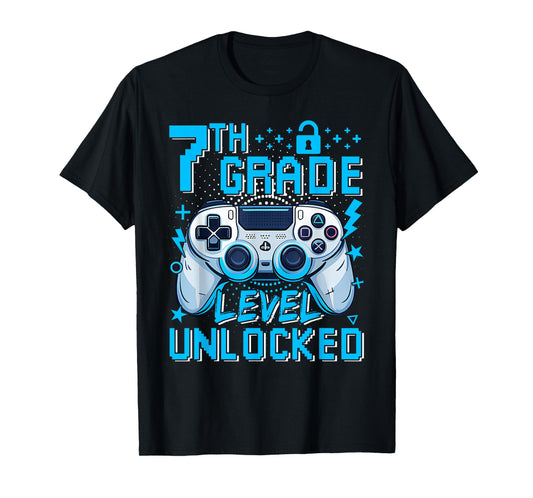 7th Grade Level Unlocked Video Game First Day Boy Kid T-Shirt
