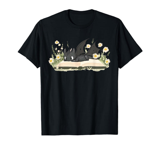 Cute Dragon Reading A Book For Books Nerds Women Girl T-Shirt