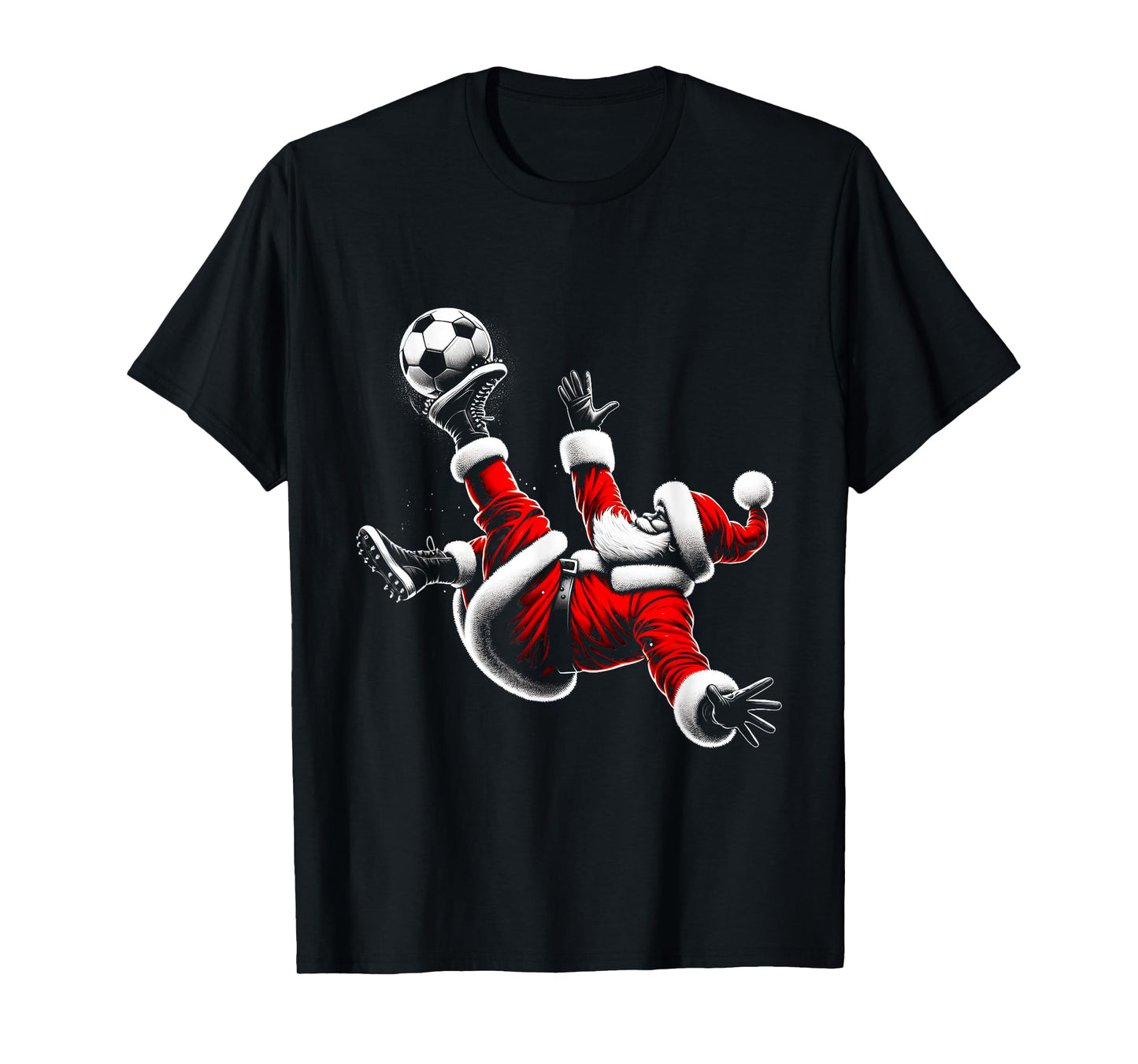 Christmas Santa Soccer Player Bicycle Kick Xmas Ball Sports T-Shirt