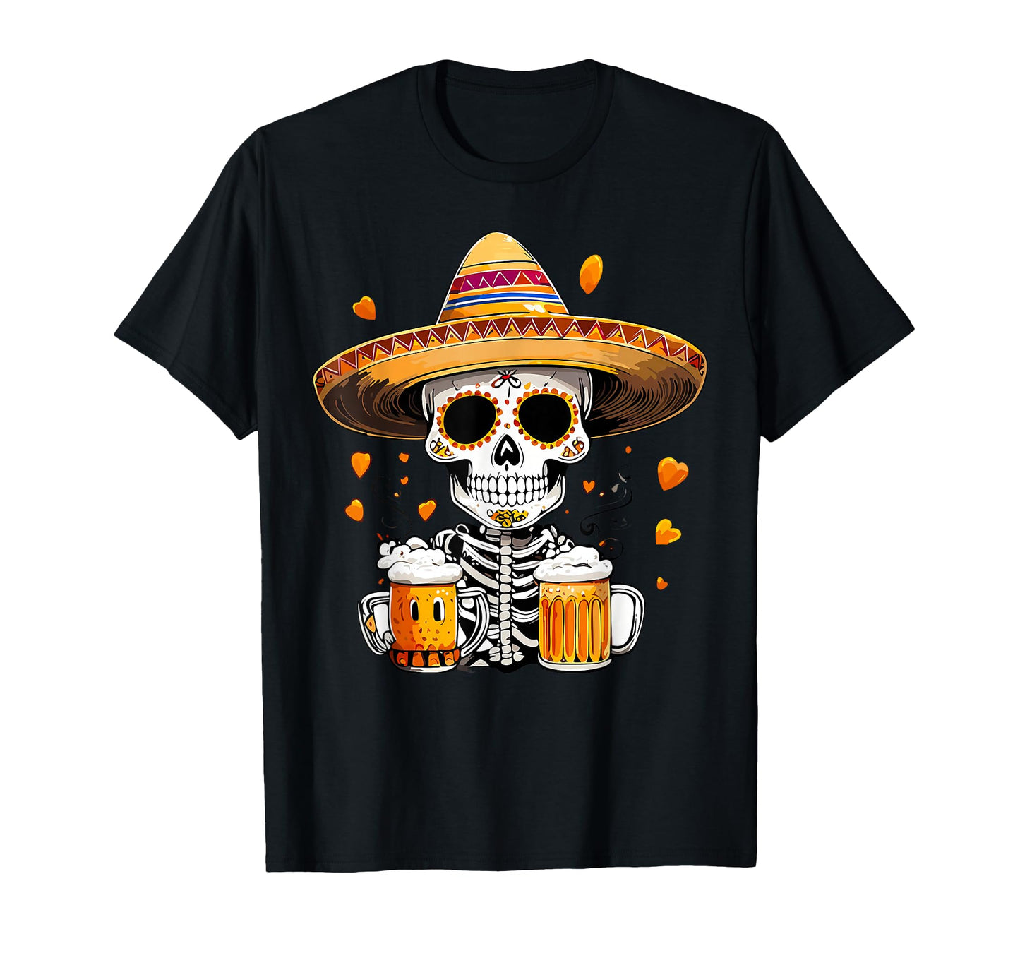Skeleton Halloween Dia de Los Muertos Skeleton with Beer T-Shirt