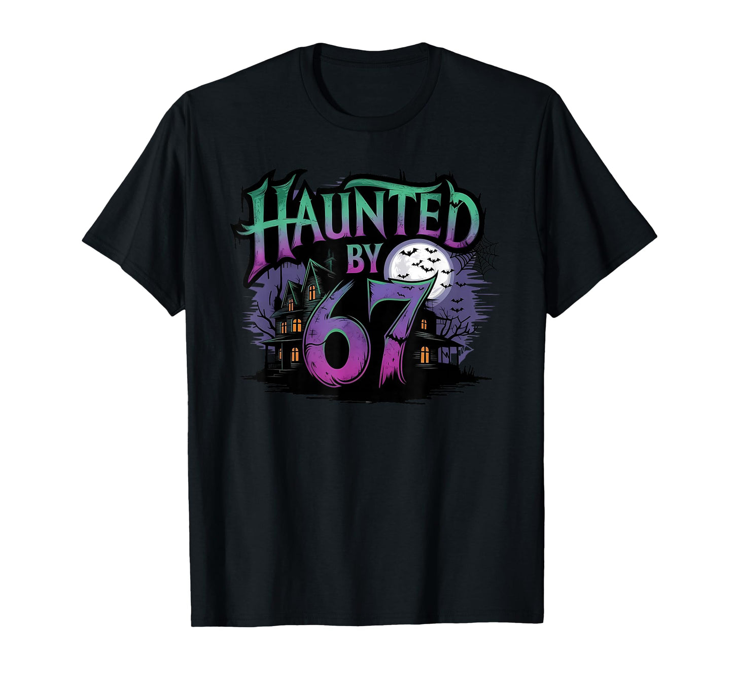 Haunted by 67 Moon Ghost Meme Six Seven 6 7 Halloween Kids T-Shirt