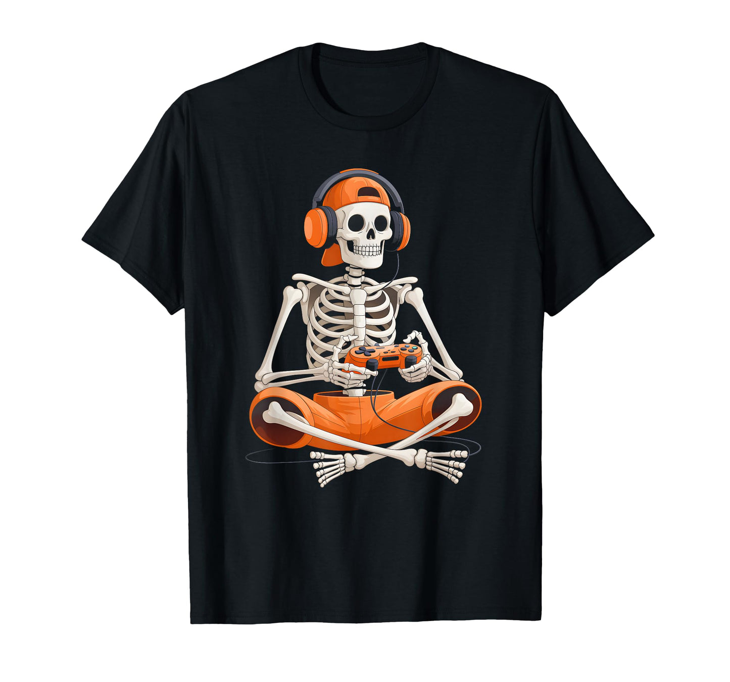 Funny Skeleton Video Game Halloween Gaming Gamer Boys Men T-Shirt