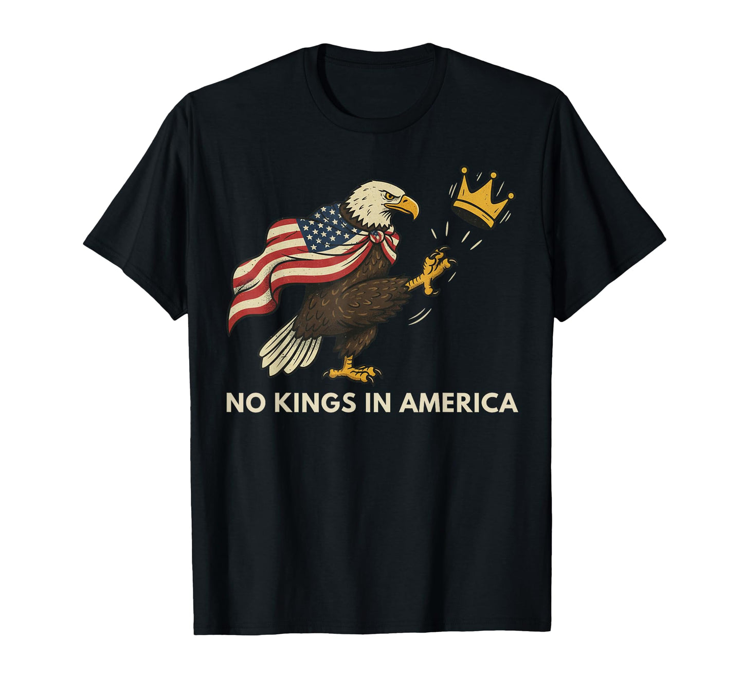 No Kings in America Patriotic Eagle Democracy Design T-Shirt
