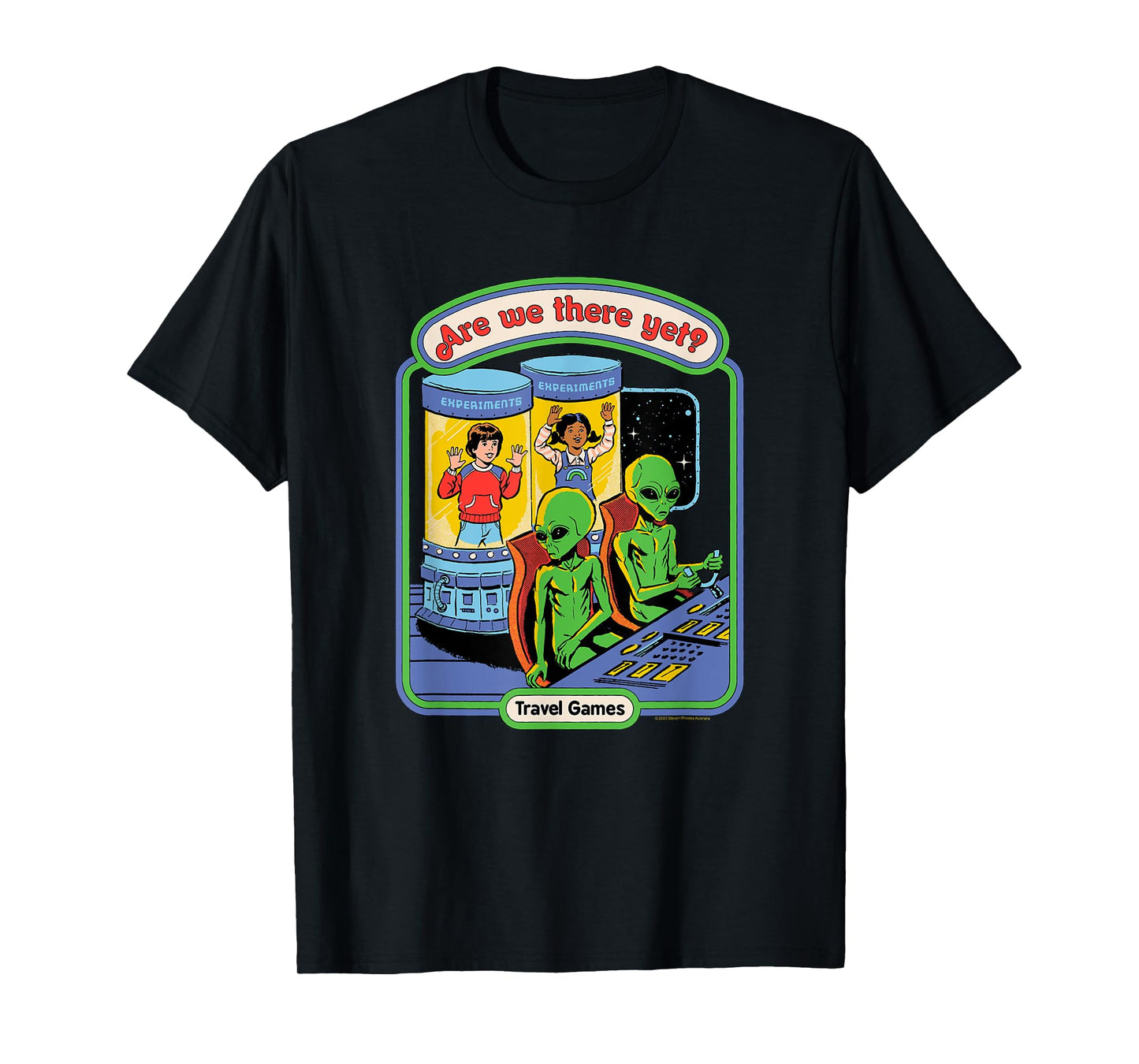 Steven Rhodes Are We There Yet? Alien Games Retro Dark Humor T-Shirt