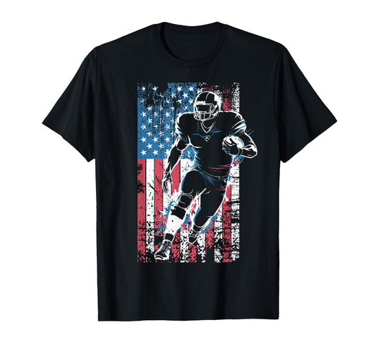 American Flag Football Player Patriotic Sports Design T-Shirt