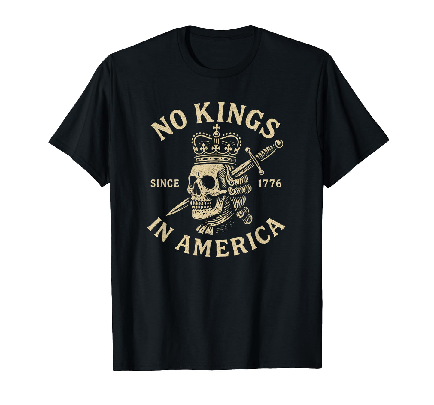 Vintage Skull Since 1776 USA - No Kings T-Shirt