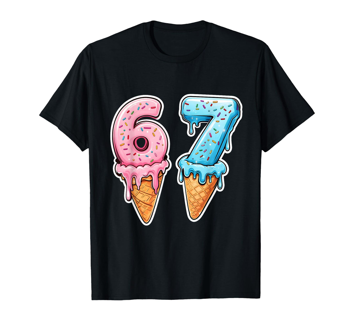 Six Seven 67 Ice Cream Drip Sports Cool Meme Funny Number T-Shirt