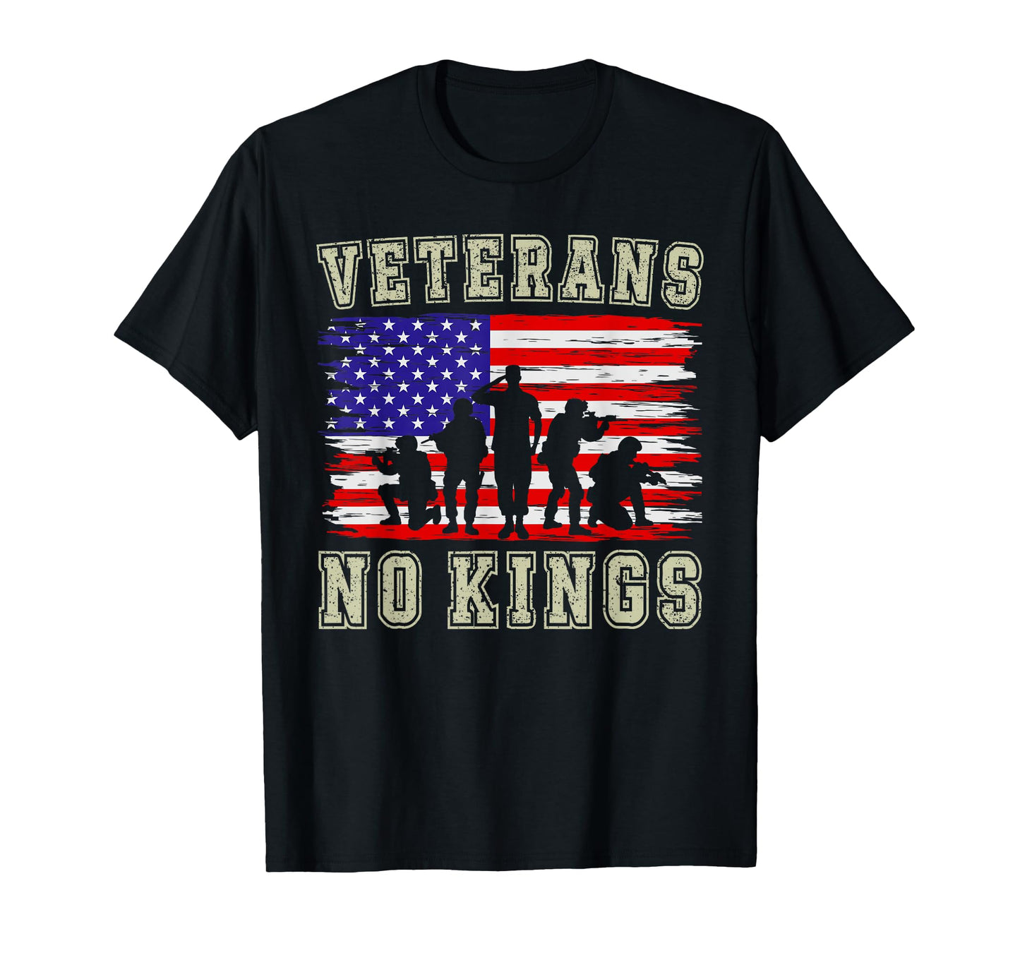 No Kings Veterans Patriotic American Flag Veterans Day Retro T-Shirt