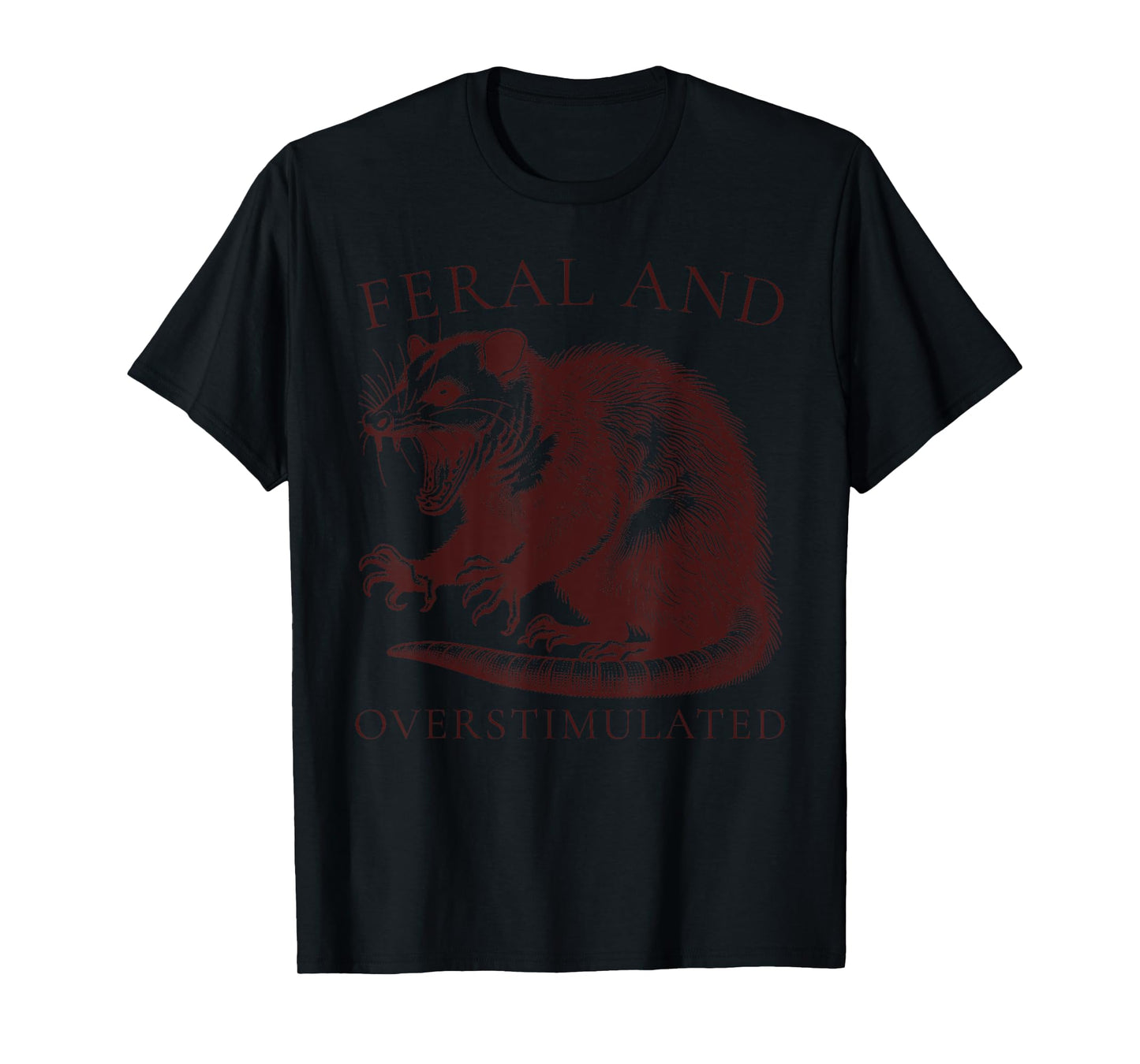 Feral and Overstimulated Funny Possum ADHD Vintage Autism T-Shirt