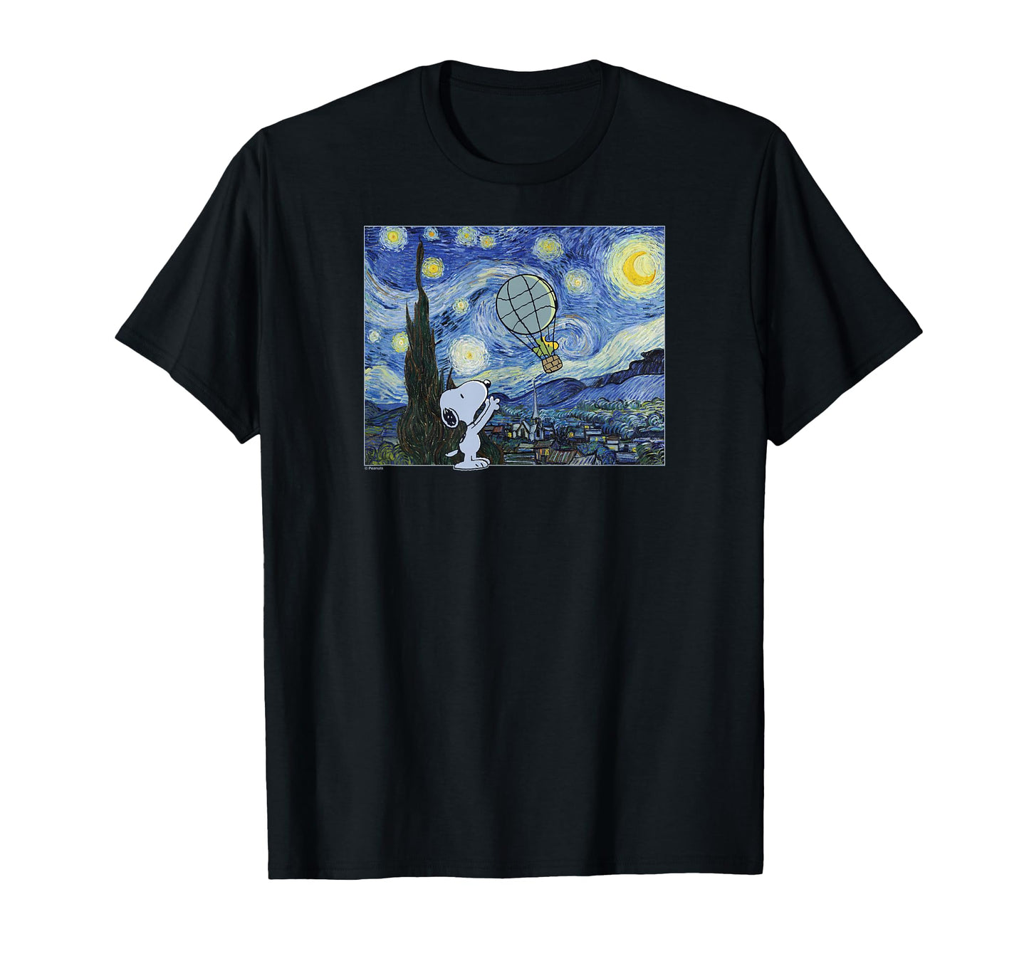 Starry Night Snoopy & Woodstock Balloon T-Shirt