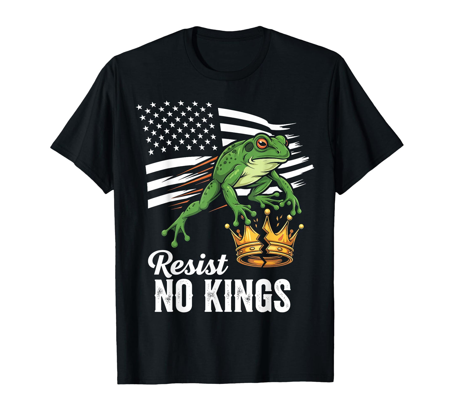 Resist No Kings USA Flag Frog Patriot Political Protest T-Shirt