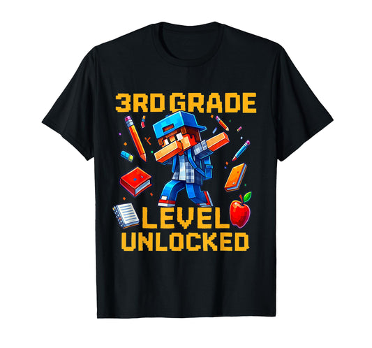 3rd Grade Level Unlocked Dabbing Boys Gamer Back to School T-Shirt