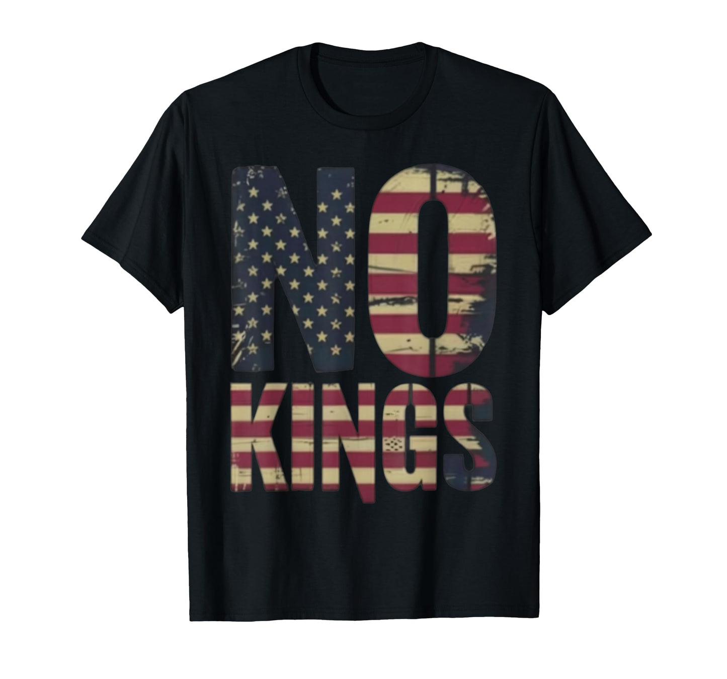 American Flag Upside Down Distress No Kings T-Shirt