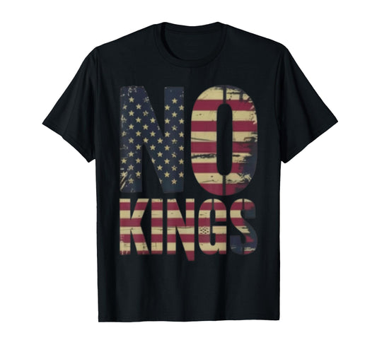 American Flag Upside Down Distress No Kings T-Shirt