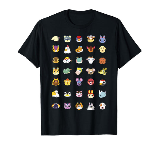 Animal Crossing: New Horizons Vintage Nintendo Faces Line Up T-Shirt
