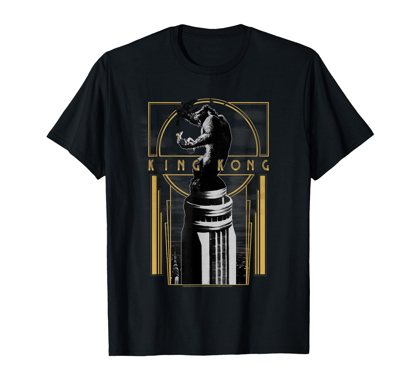 Warner Bros. King Kong Deco Grey Cotton Polyester Blend Regular Fit Crew Neck Short Sleeve T-Shirt, Small, Unisex-Adults, Women, Casual, Spring, Summer