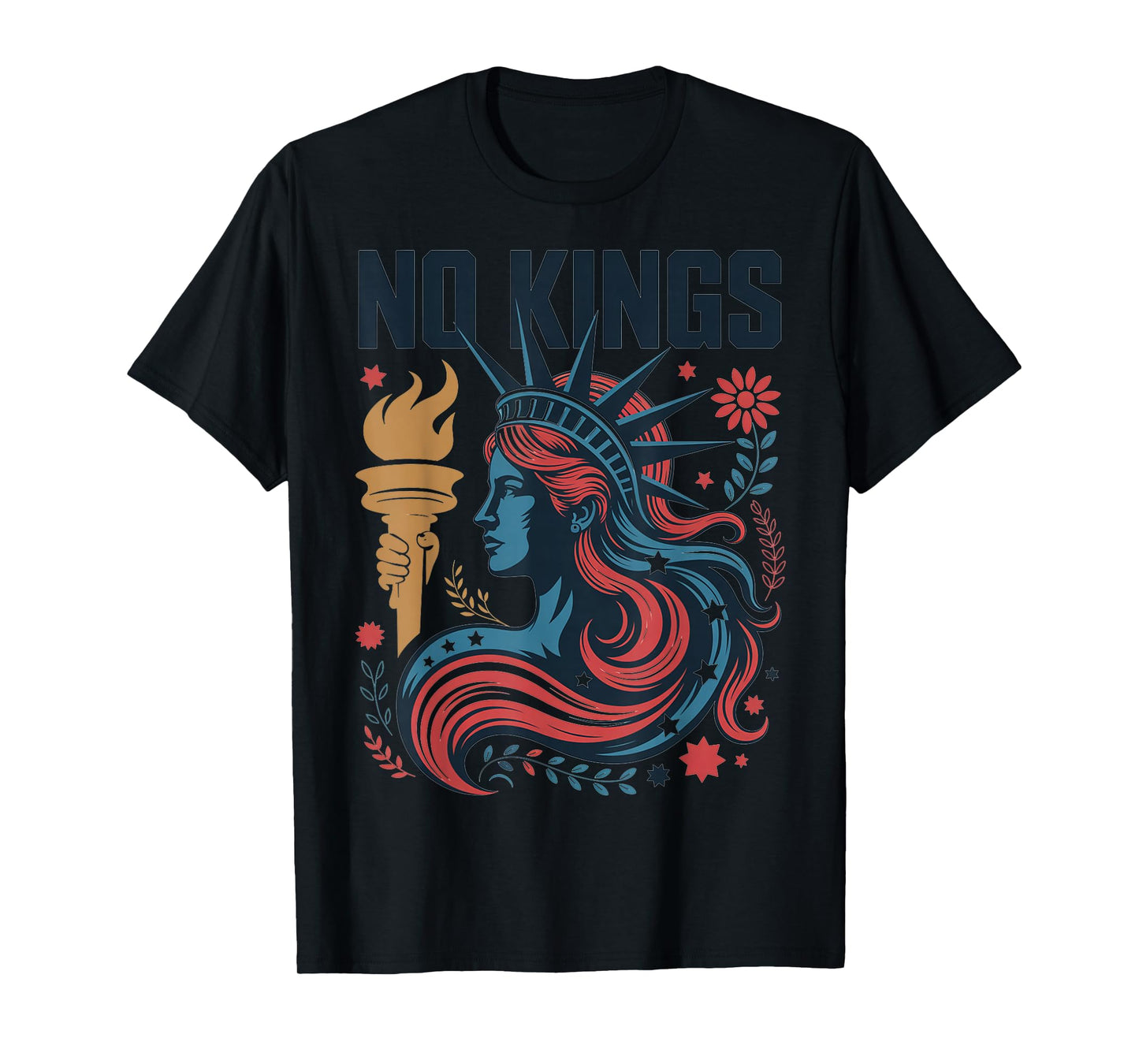 No Kings Retro Patriotic Woman Liberty Art Design T-Shirt