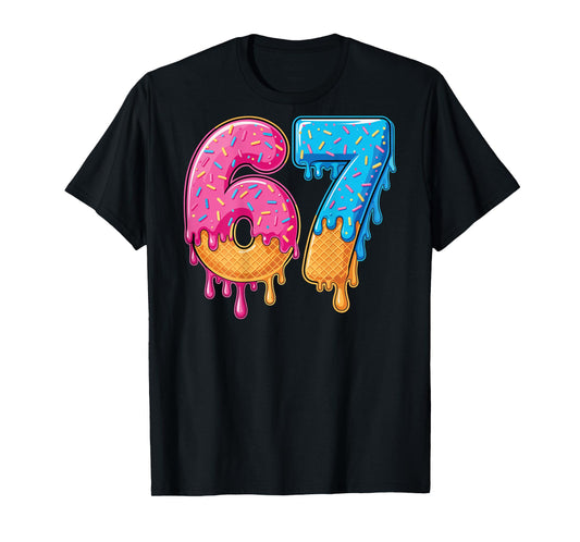 67 Ice Cream Drip Meme Six Seven Gen Alpha Slang (On Back) T-Shirt
