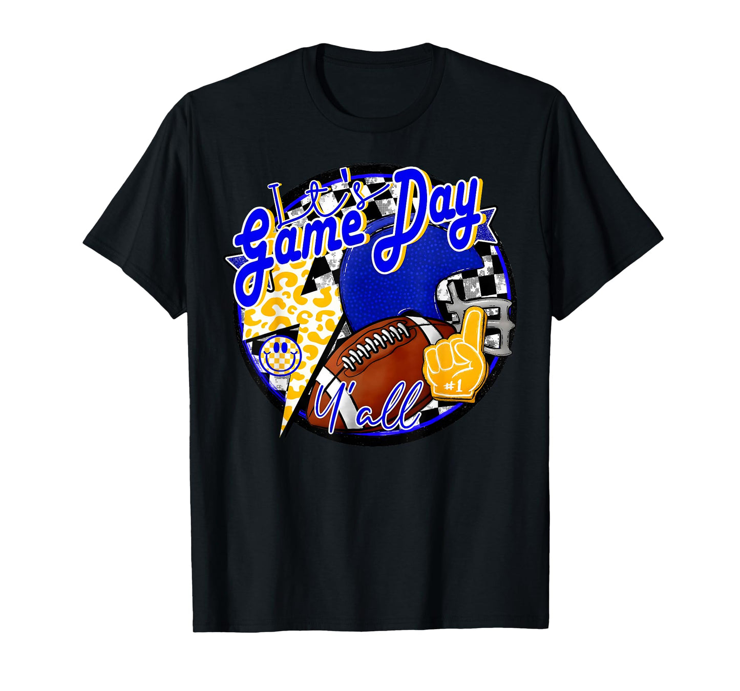 It's Game Day Y'all Retro Football Team Spirit Blue & Gold T-Shirt