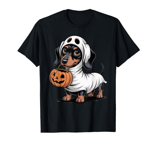 Cute Dachshund Ghost Pumpkin Sausage Dog Halloween Costume T-Shirt