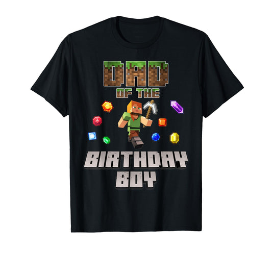Dad Of The Birthday Boy Video Gamer Pixel Number T-Shirt