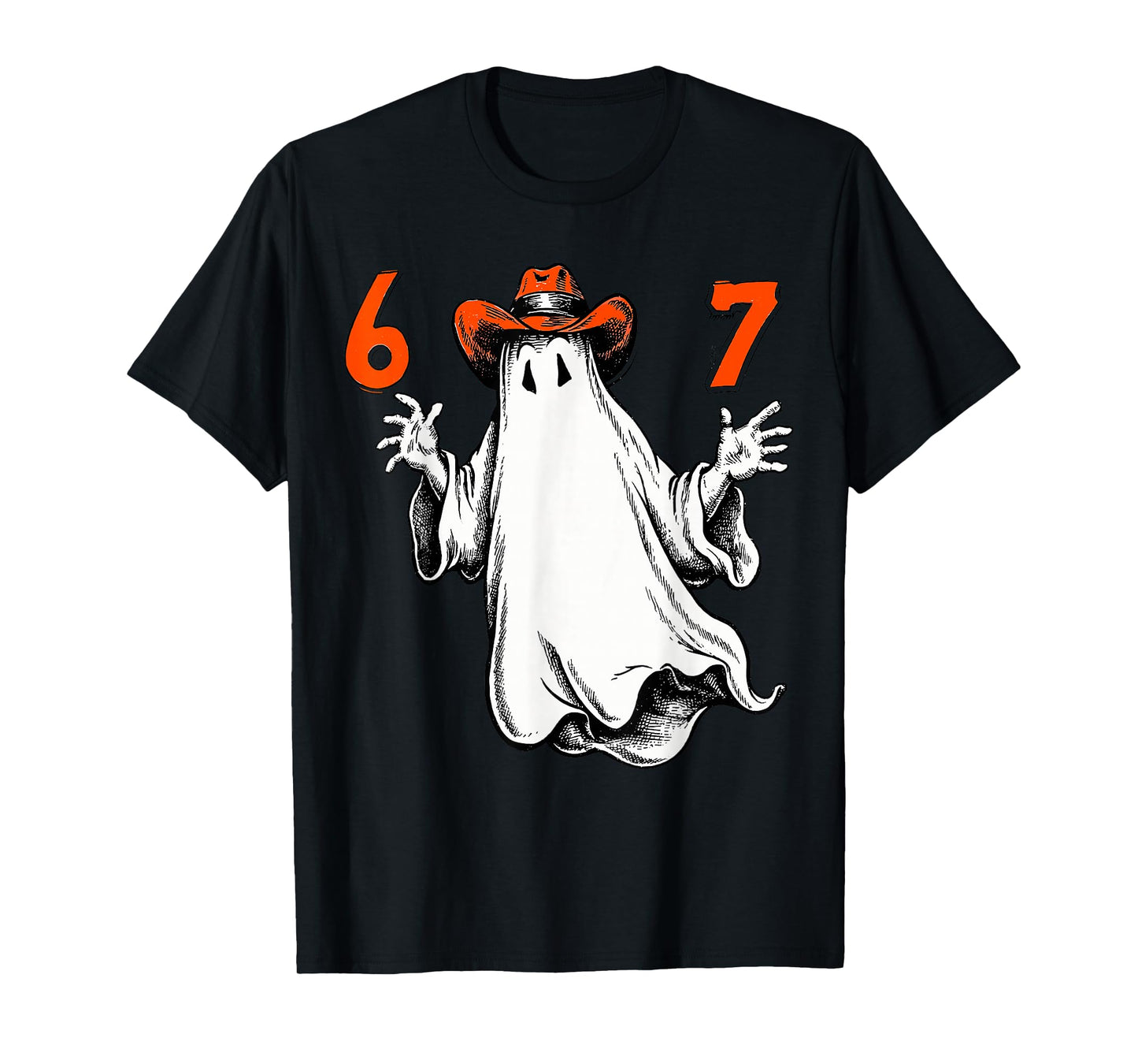 Spooky Ghost Number 67 Halloween Haunted Six Seven 6 7 Meme T-Shirt