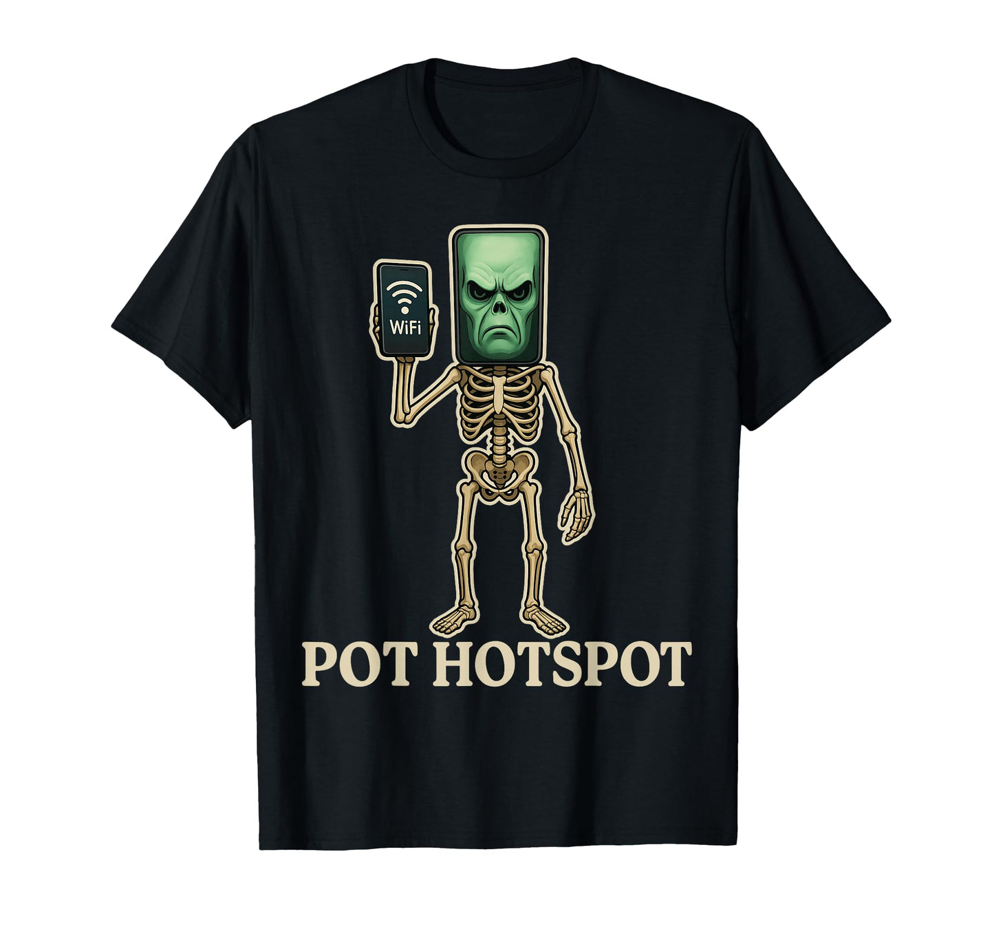 Pot Hotspot - Funny Halloween Brainrot Skeleton Kids Meme T-Shirt