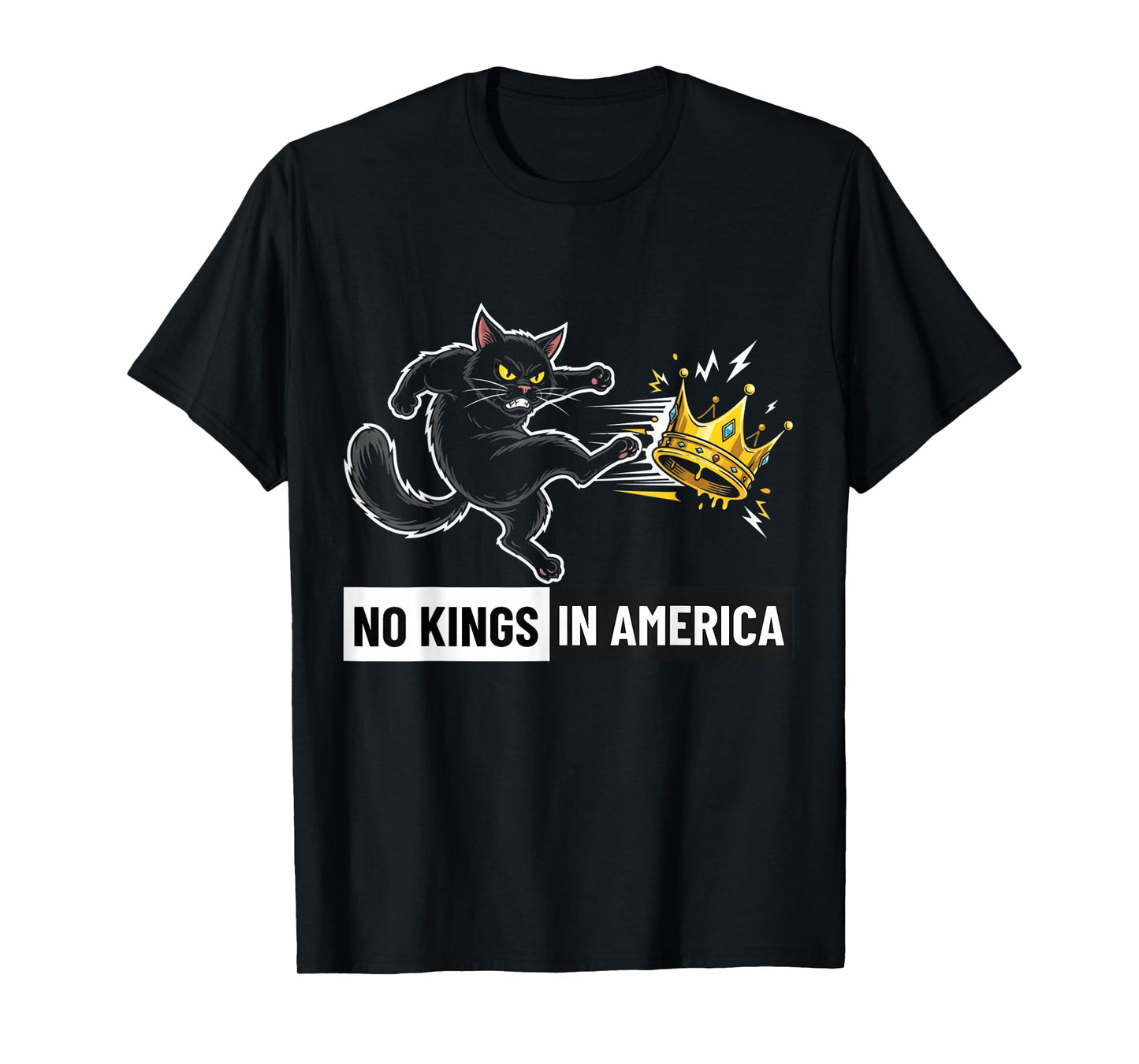 We The People No Kings Funny Black Cat T-Shirt