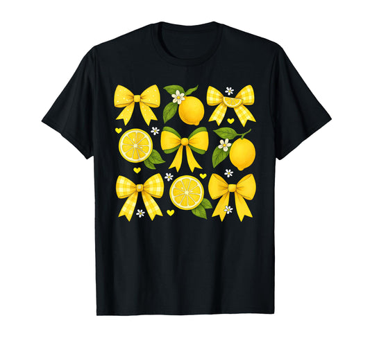 Cute Lemon Tropical Fruits Coquette Bows Summer Girl Women T-Shirt
