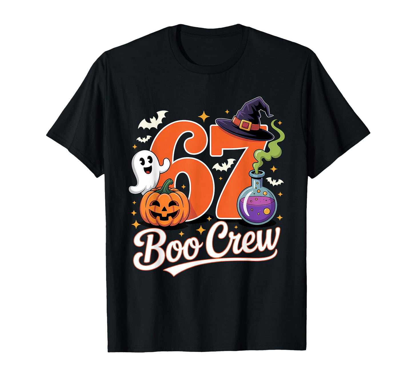 67 Boo Crew Funny Halloween Ghost Witch Pumpkin Spooky Squad T-Shirt
