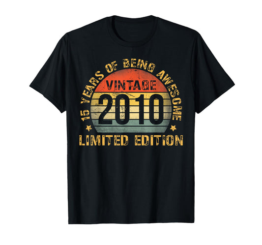 15 Year Old BDay Decorations Son Boy 15yr 2010 15th Birthday T-Shirt