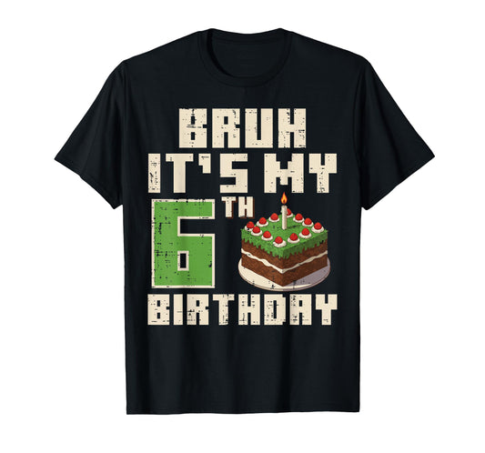 6th Birthday Pixel Gamer 6 Year Old Gaming Bday Boys Kids T-Shirt
