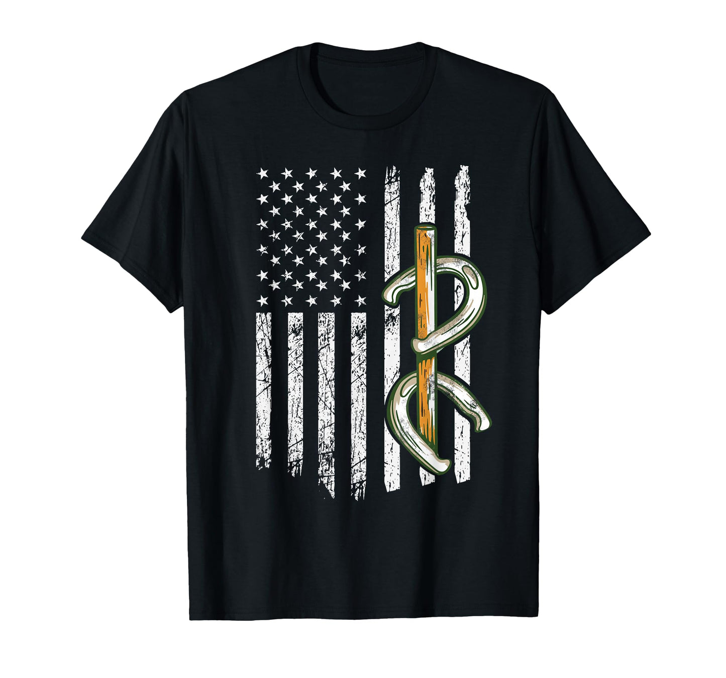Horseshoe pitching usa flag horseshoe throwing game patriot T-Shirt