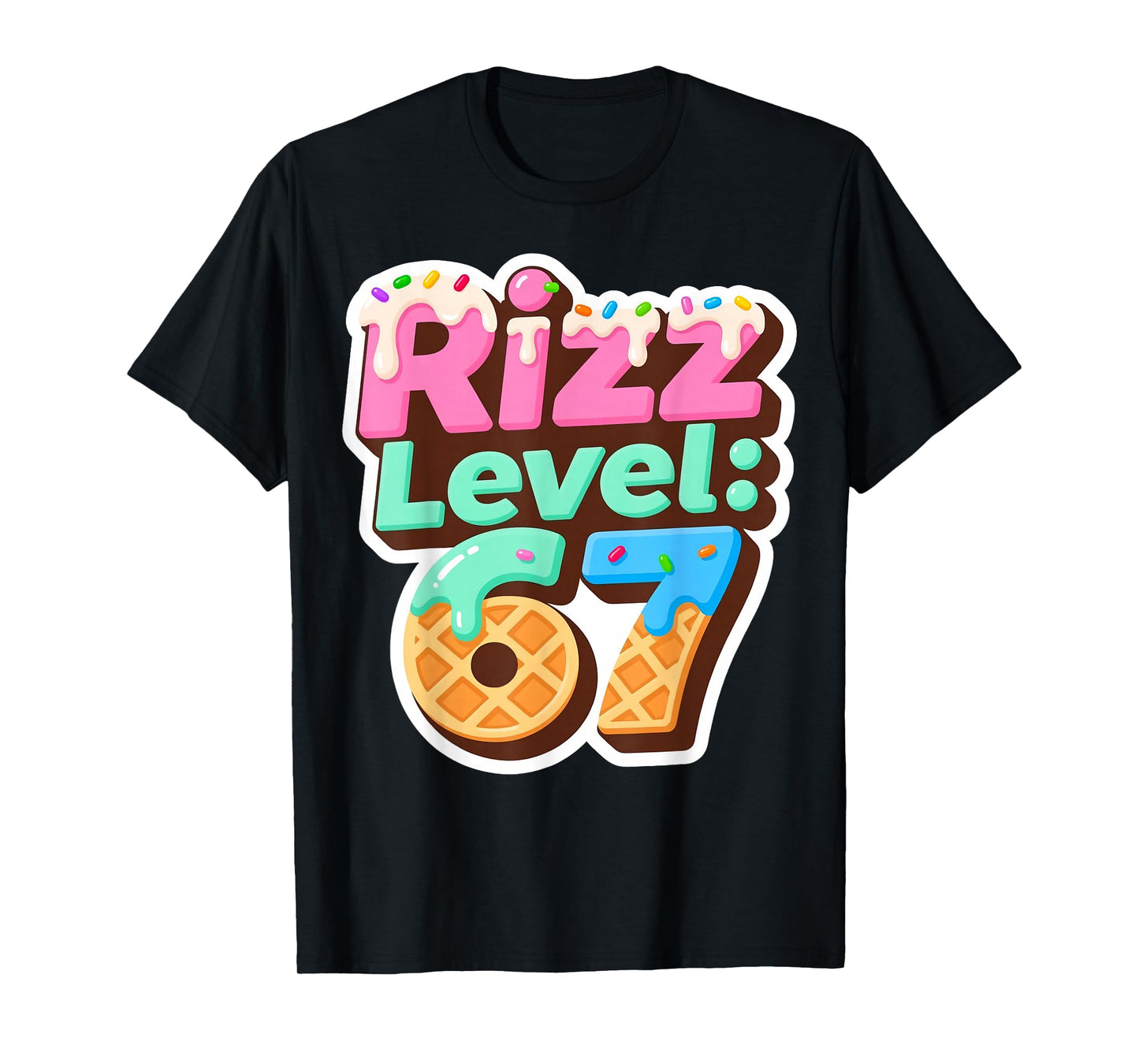 Rizz Level 67 Meme Shirt Ice Cream Drip Meme Six Seven 6 7 T-Shirt