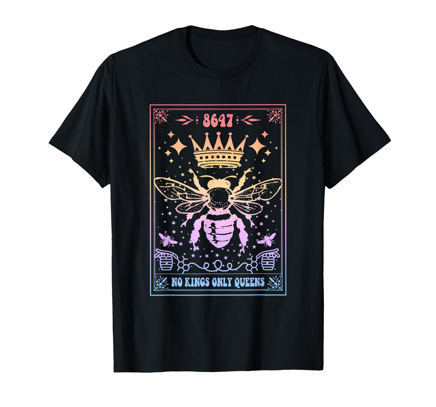 8647 No Kings Only Queens Bee Queen Design T-Shirt