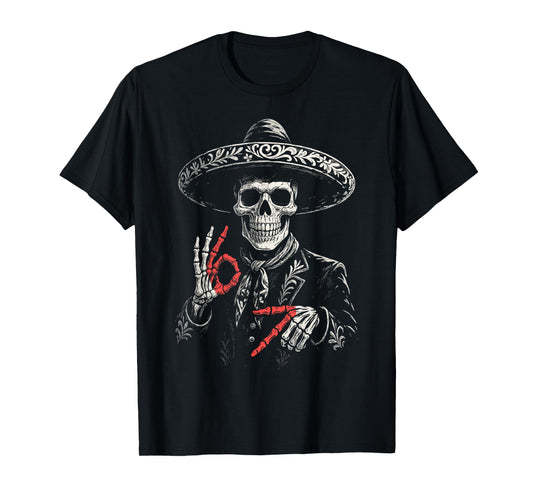 Day of Dead Skull Funny Dia de Los Muertos 67 Hand Meme T-Shirt
